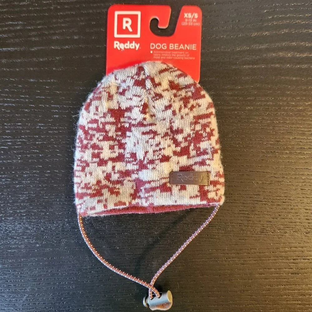 Reddy Dog Cat Adjustable Beanie Hat Gray Maroon Camo Large XS/S 9-13